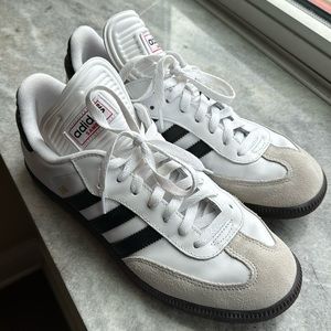 Adidas Sambas white leather men’s 8.5 or women’s 10 worn once.